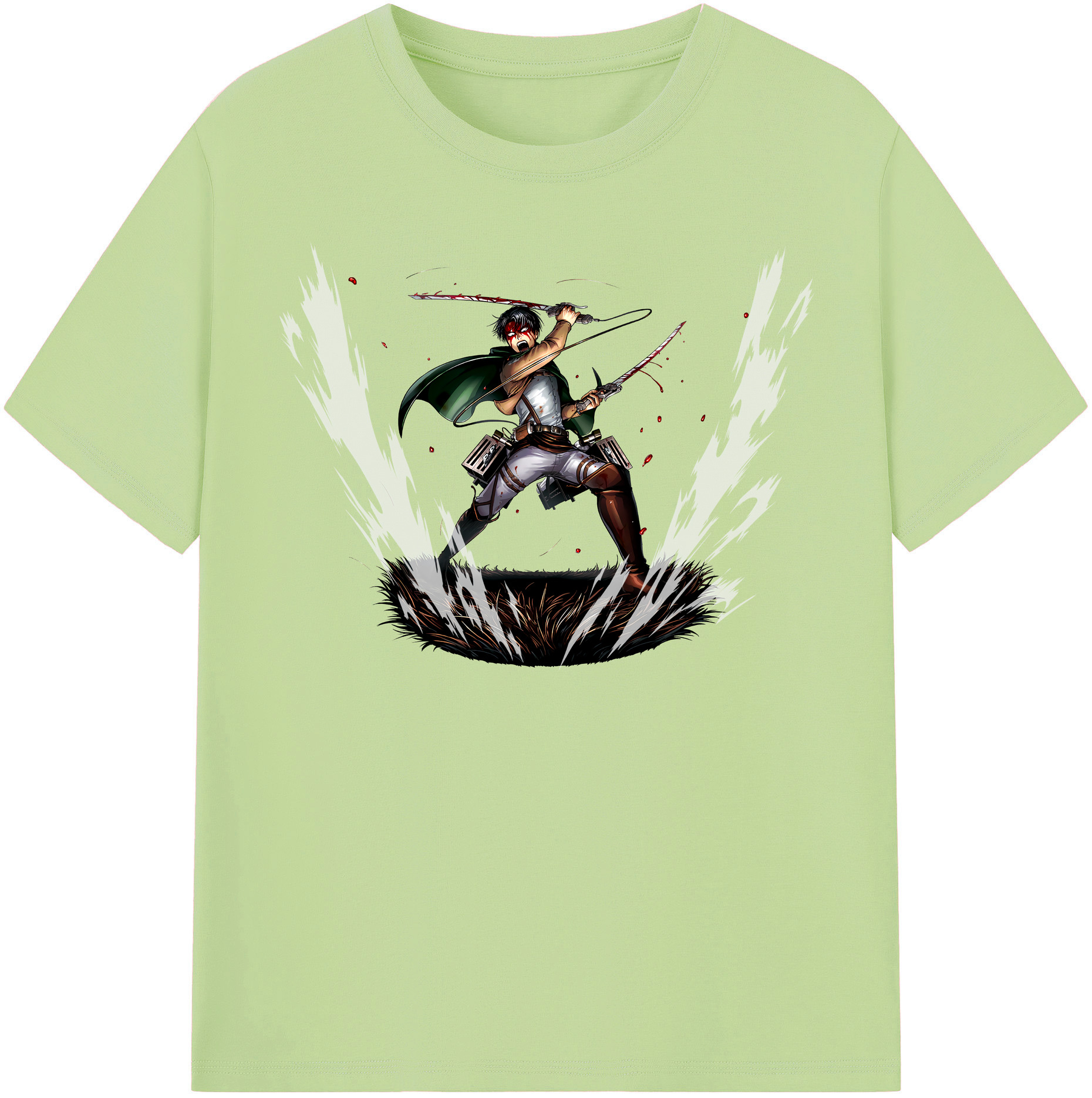 （画像用） 進撃の巨人 リヴァイ·アッカーマン Attack on Titan Levi Ackerman 綿100％半袖Tシャツ（フロントプリント）